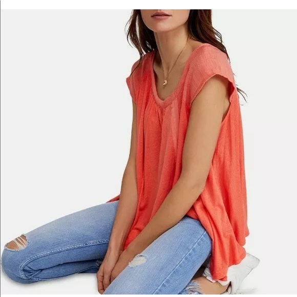 Free People Tops - Free People Keep It Casual Coral Cap Sleev…